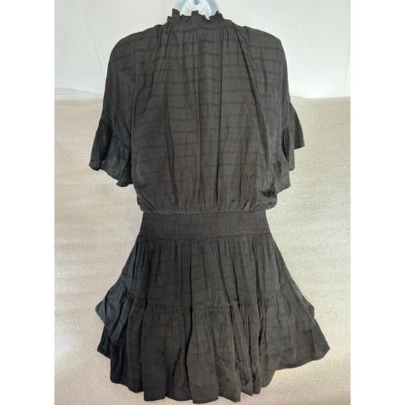 Entro Boutique Green Boho smocked waist- Short Peasant sleeve mini dress Large - Picture 4 of 7